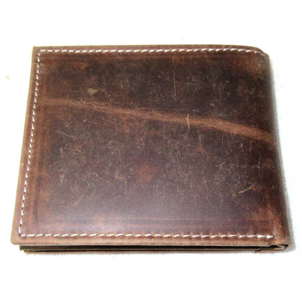 American Bison Men's Buffalo Nickel Concho Bifold Brown Leather Wallet NIB - Picture 5 of 8